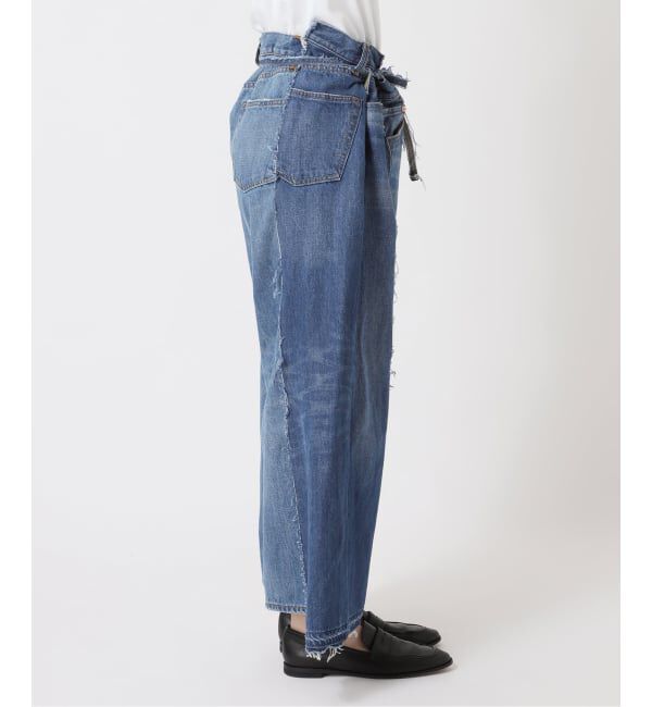  「《予約》リメイクダブルデニムパンツ」|デニム|
