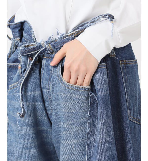  「《予約》リメイクダブルデニムパンツ」|デニム|