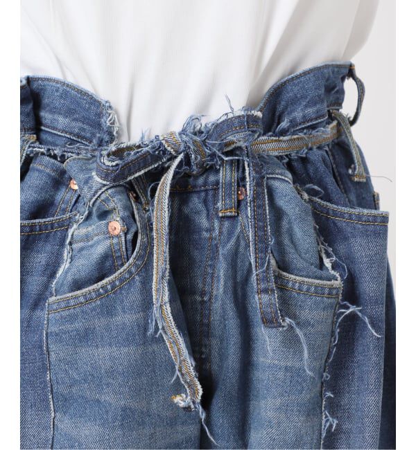  「《予約》リメイクダブルデニムパンツ」|デニム|