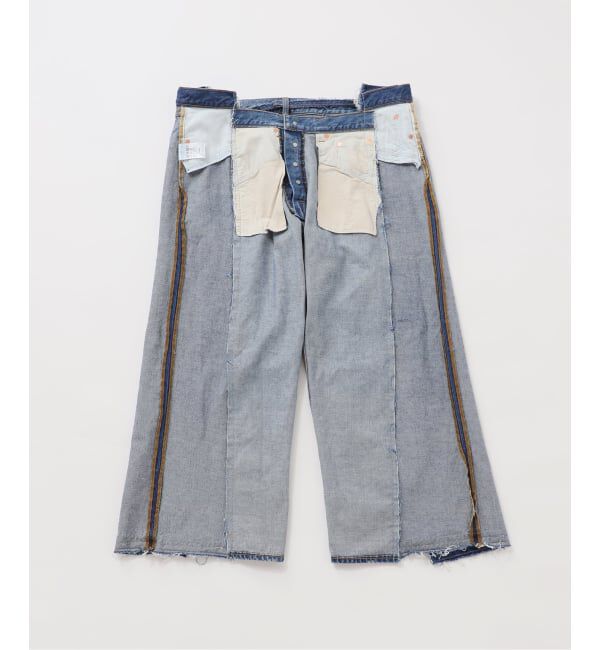  「《予約》リメイクダブルデニムパンツ」|デニム|