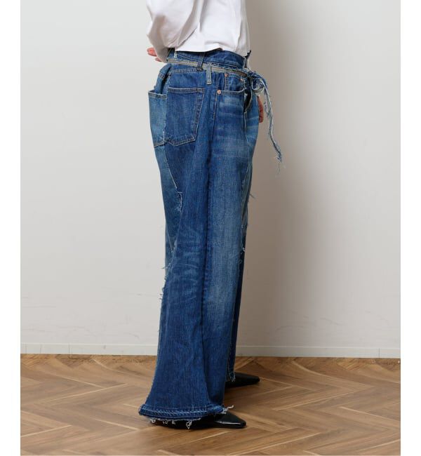  「《予約》リメイクダブルデニムパンツ」|デニム|