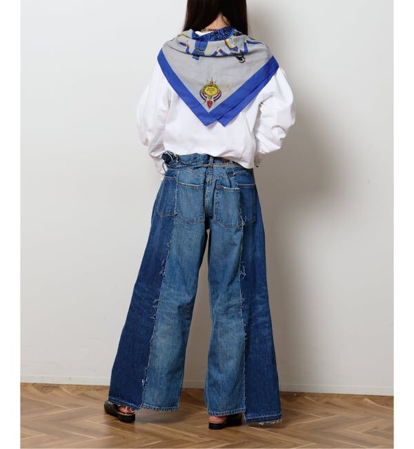  「《予約》リメイクダブルデニムパンツ」|デニム|