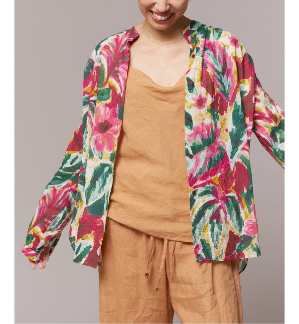 IENA LA BOUCLE「IENA LA BOUCLE DEVEAUX ペイントフラワーギャザーシャツ」|シャツ・ブラウス|