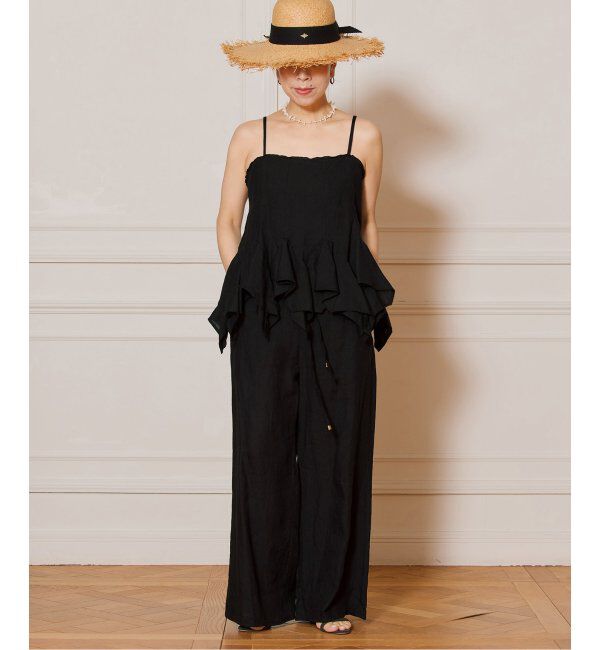 IENA LA BOUCLE「《追加》IENA LA BOUCLE リネンブロードイージーパンツ(ブラック)」|その他|