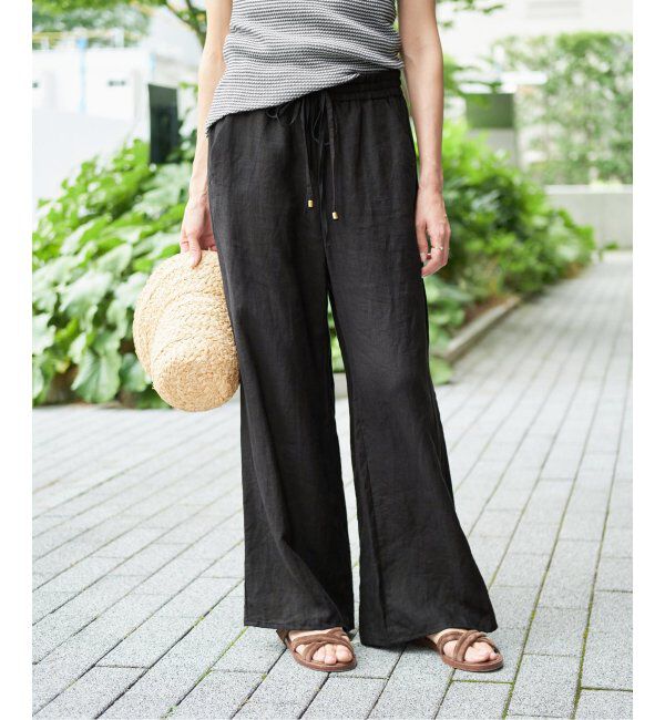 IENA LA BOUCLE「《追加》IENA LA BOUCLE リネンブロードイージーパンツ(ブラック)」|その他|