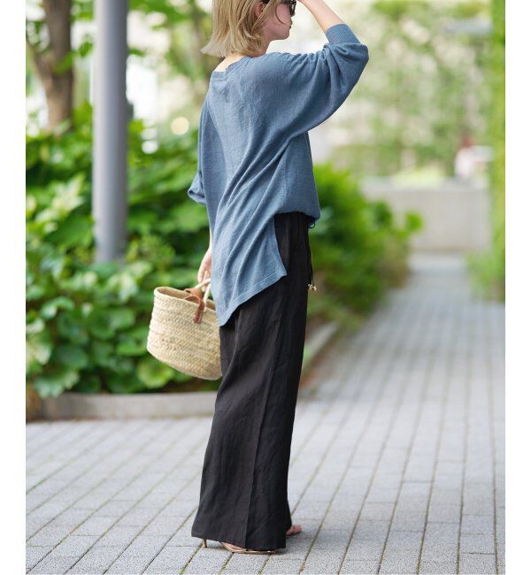 IENA LA BOUCLE「《追加》IENA LA BOUCLE リネンブロードイージーパンツ(ブラック)」|その他|