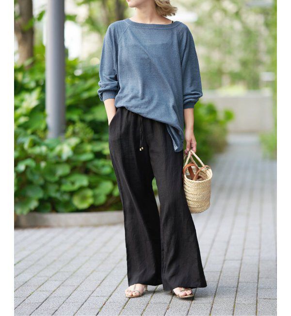 IENA LA BOUCLE「《追加》IENA LA BOUCLE リネンブロードイージーパンツ(ブラック)」|その他|