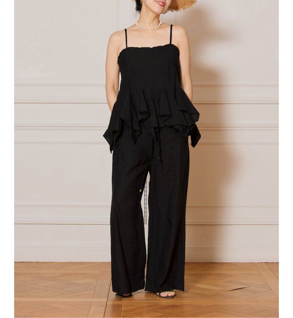 IENA LA BOUCLE「《追加》IENA LA BOUCLE リネンブロードイージーパンツ(ブラック)」|その他|