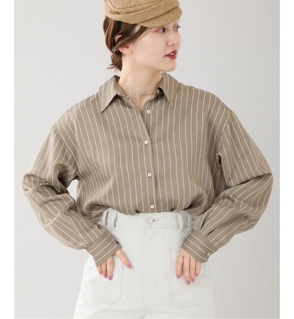 IENA「サテン ストライプ シャツ」|シャツ・ブラウス|
