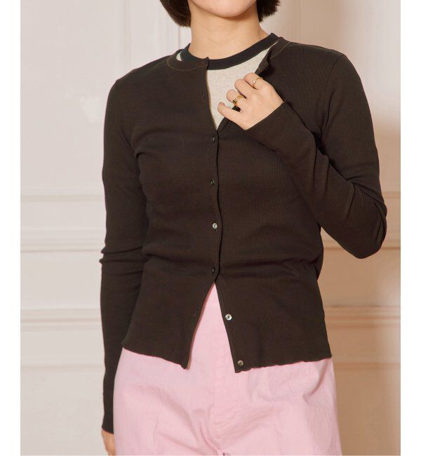 IENA LA BOUCLE「IENA LA BOUCLE ライトリブクルーネックカーディガン」|カーディガン|