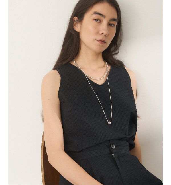 IENA「BLACK シアサッカータンクトップ」|シャツ・ブラウス|ブラック