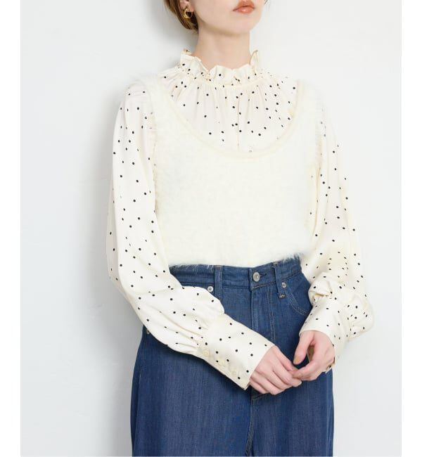 SLOBE IENA「【Jeu de Coeurs & Pois】ドットギャザーブラウス」|シャツ・ブラウス|