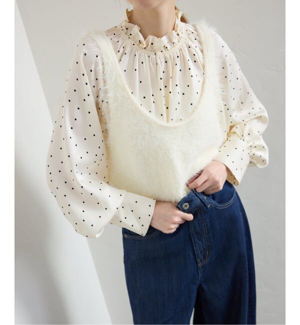 SLOBE IENA「【Jeu de Coeurs & Pois】ドットギャザーブラウス」|シャツ・ブラウス|