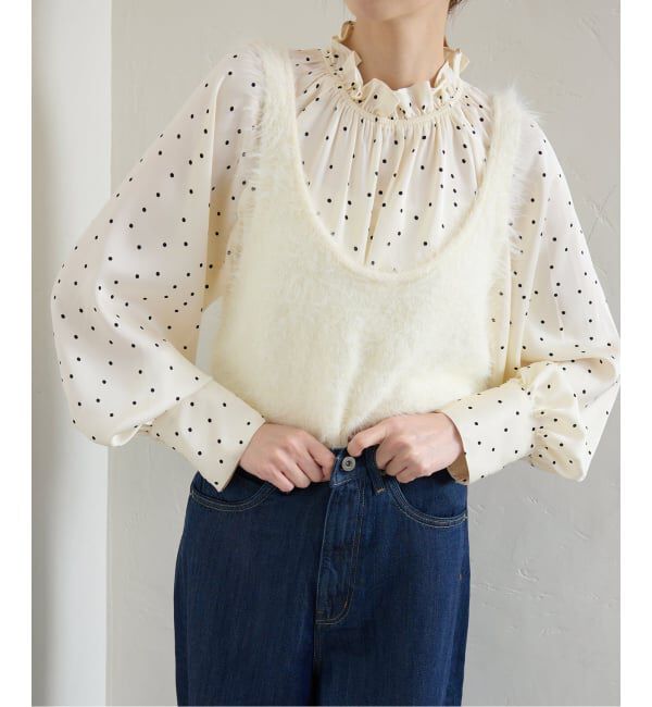 SLOBE IENA「【Jeu de Coeurs & Pois】ドットギャザーブラウス」|シャツ・ブラウス|