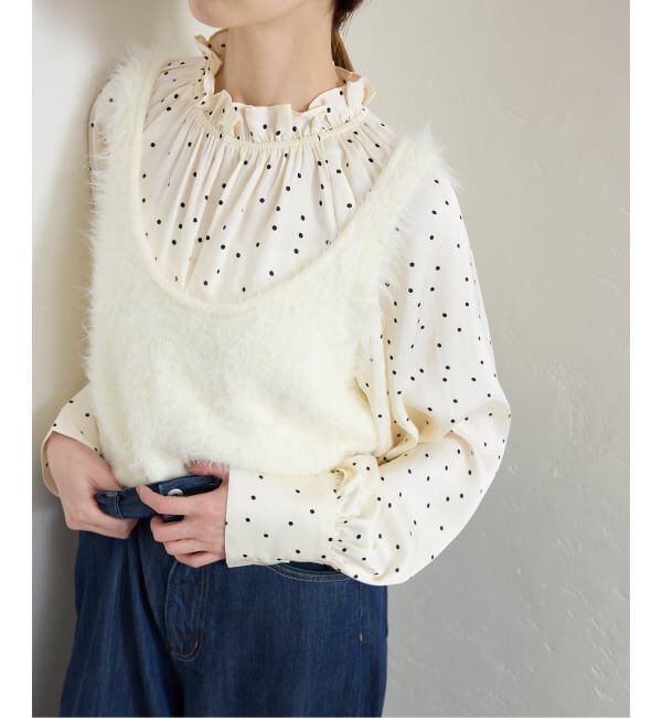 SLOBE IENA「【Jeu de Coeurs & Pois】ドットギャザーブラウス」|シャツ・ブラウス|