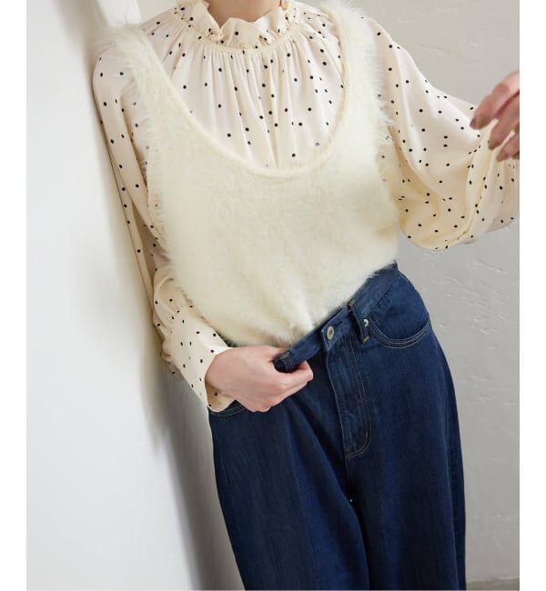 SLOBE IENA「【Jeu de Coeurs & Pois】ドットギャザーブラウス」|シャツ・ブラウス|