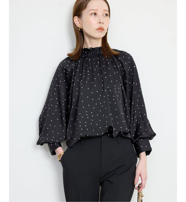 SLOBE IENA「【Jeu de Coeurs & Pois】ドットギャザーブラウス」|シャツ・ブラウス|