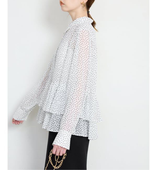 SLOBE IENA「【Jeu de Coeurs & Pois】ドットフリルリーシャツ」|シャツ・ブラウス|