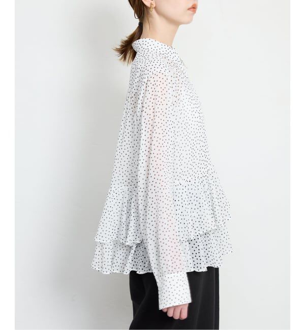 SLOBE IENA「【Jeu de Coeurs & Pois】ドットフリルリーシャツ」|シャツ・ブラウス|