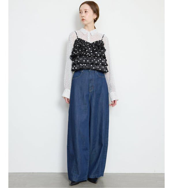 SLOBE IENA「【Jeu de Coeurs & Pois】ドットフリルリーシャツ」|シャツ・ブラウス|