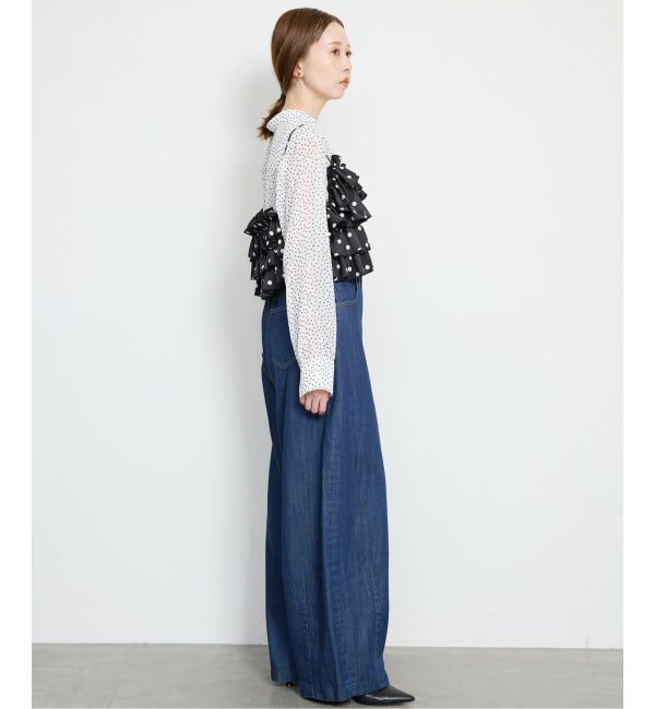 SLOBE IENA「【Jeu de Coeurs & Pois】ドットフリルリーシャツ」|シャツ・ブラウス|