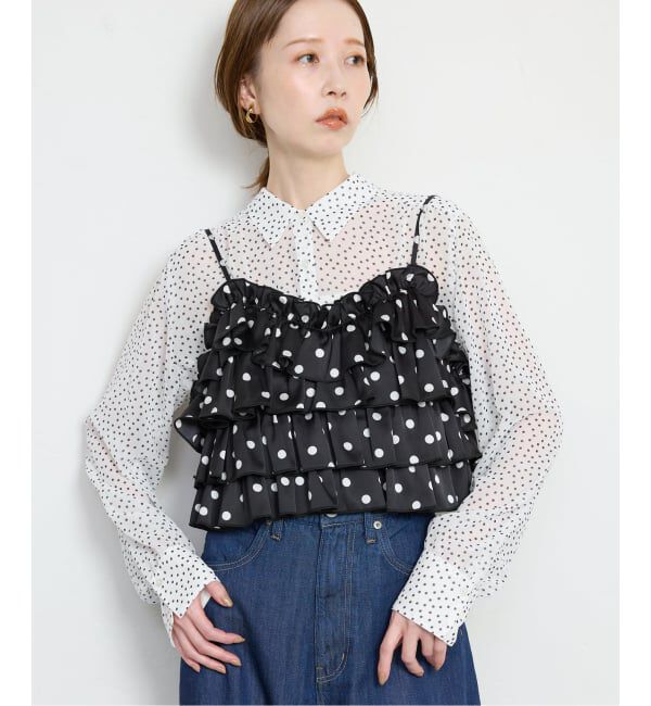 SLOBE IENA「【Jeu de Coeurs & Pois】ドットフリルリーシャツ」|シャツ・ブラウス|
