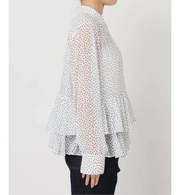 SLOBE IENA「【Jeu de Coeurs & Pois】ドットフリルリーシャツ」|シャツ・ブラウス|