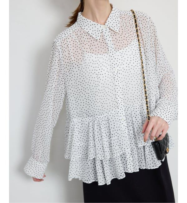 SLOBE IENA「【Jeu de Coeurs & Pois】ドットフリルリーシャツ」|シャツ・ブラウス|