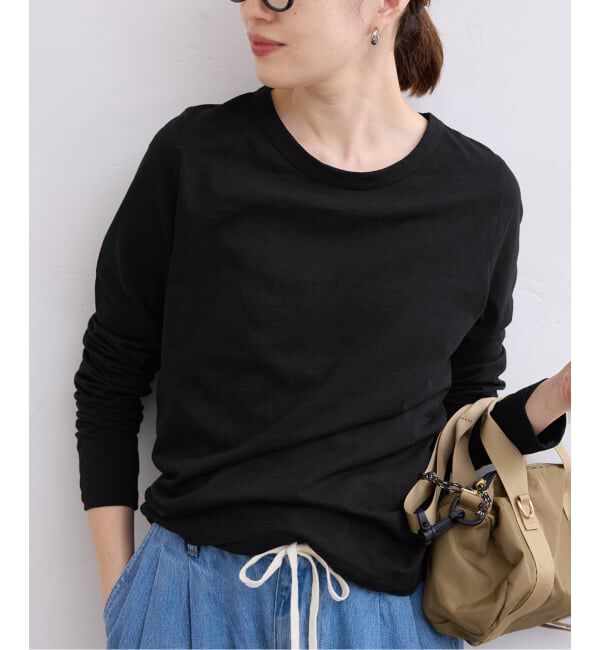 SLOBE IENA「《予約》シアー天竺クルーネックロンTEE」|Tシャツ・カットソー|ブラック