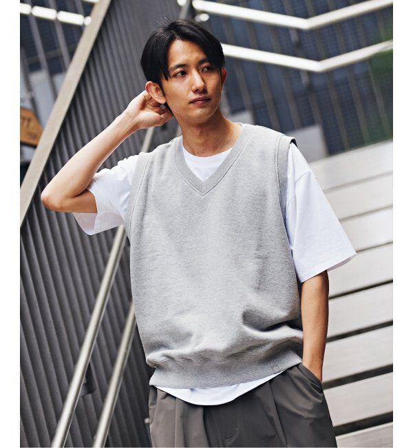 EDIFICE「【LOOPWHEELER for LOWERCASE】ライトツリウラケ Vネックベスト」|ベスト・ジレ|
