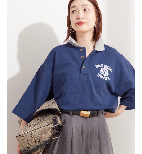 journal standard L'essage「《別注》【RUSSELL ATHLETIC/ラッセル・アスレティック】ポロエリ スエット」|Tシャツ・カットソー|ブルー A