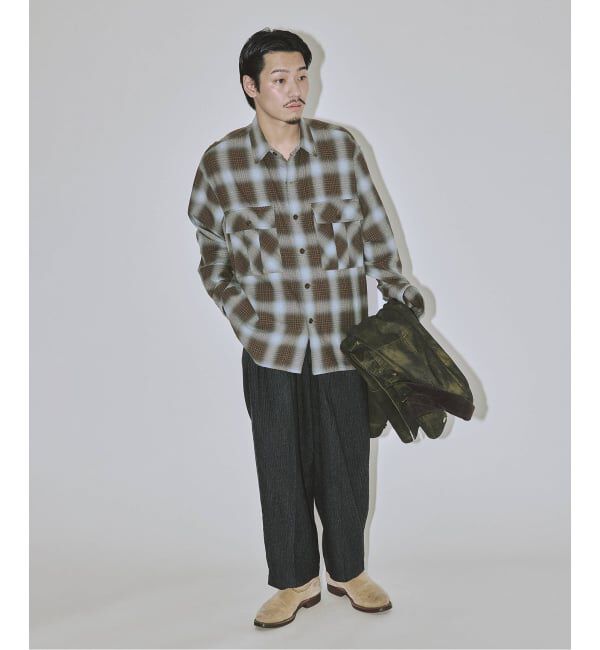J.S.Homestead「J.S.Homestead / インディゴ チェック ミリタリー シャツ」|シャツ・ブラウス|