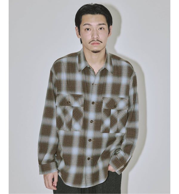 J.S.Homestead「J.S.Homestead / インディゴ チェック ミリタリー シャツ」|シャツ・ブラウス|