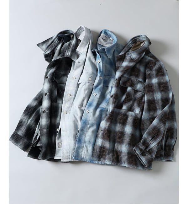 J.S.Homestead「J.S.Homestead / インディゴ チェック ミリタリー シャツ」|シャツ・ブラウス|