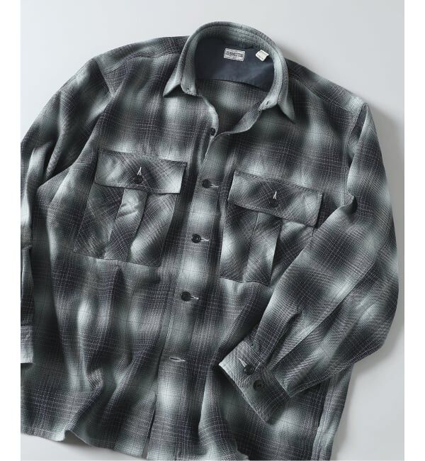 J.S.Homestead「J.S.Homestead / インディゴ チェック ミリタリー シャツ」|シャツ・ブラウス|