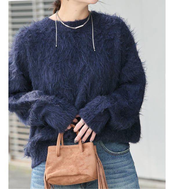 JOURNAL STANDARD「《WEB限定追加2》シャギークルーネックプルオーバー」|ニット・セーター|ネイビー