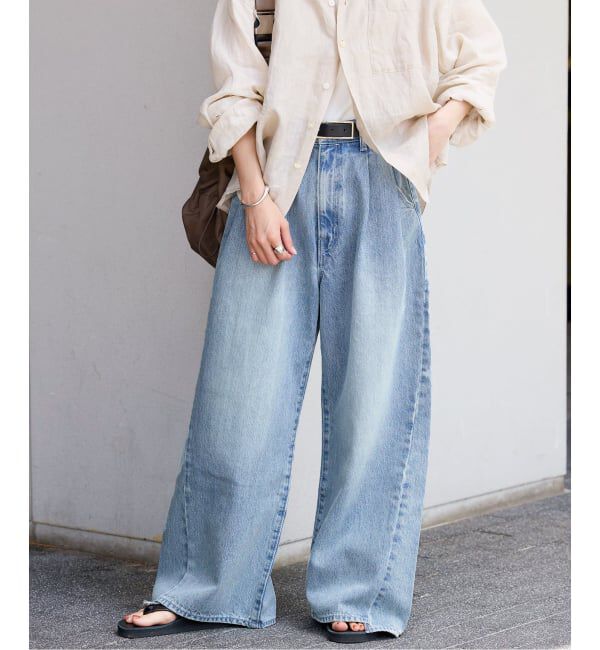 JOURNAL STANDARD「《追加予約》2タックワイドデニムパンツ」|デニム|サックスブルー