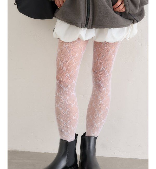 U by SPICK&SPAN「I HATE MONDAY/アイヘイトマンデイ Flower Jacquard lace Stock」|タイツ・ストッキング|