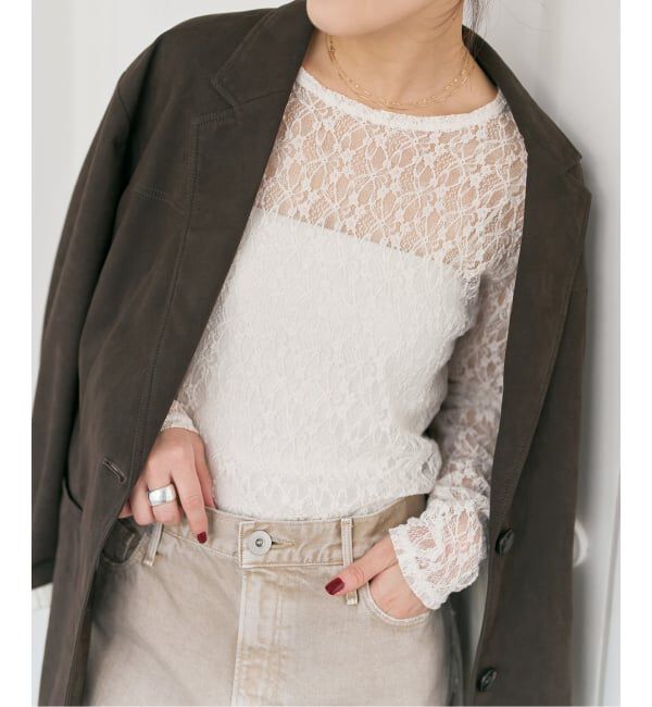 Spick and Span「《追加》ストレッチレースクルーネックプルオーバー」|Tシャツ・カットソー|