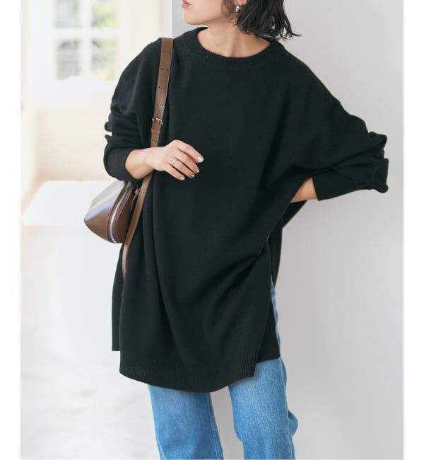 Spick and Span「2WAYロングスリットチュニックプルオーバー」|ニット・セーター|ブラック