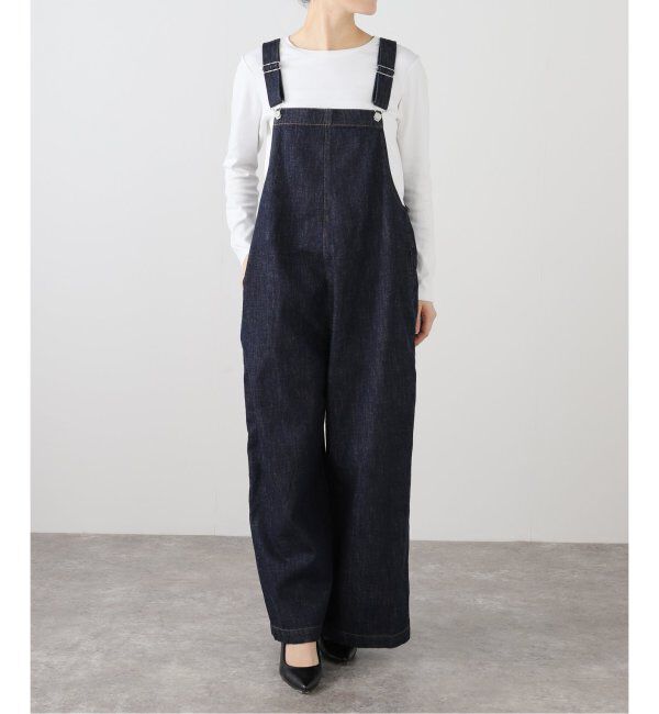  「【洗える】Munich/ミューニック スラブコットンデニムオールインワン」|オールインワン|ネイビー
