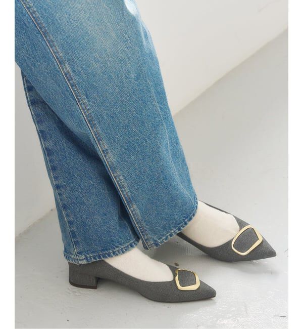  「《追加》3cmポインテッドニュアンスバックルパンプス」|パンプス|グレーA