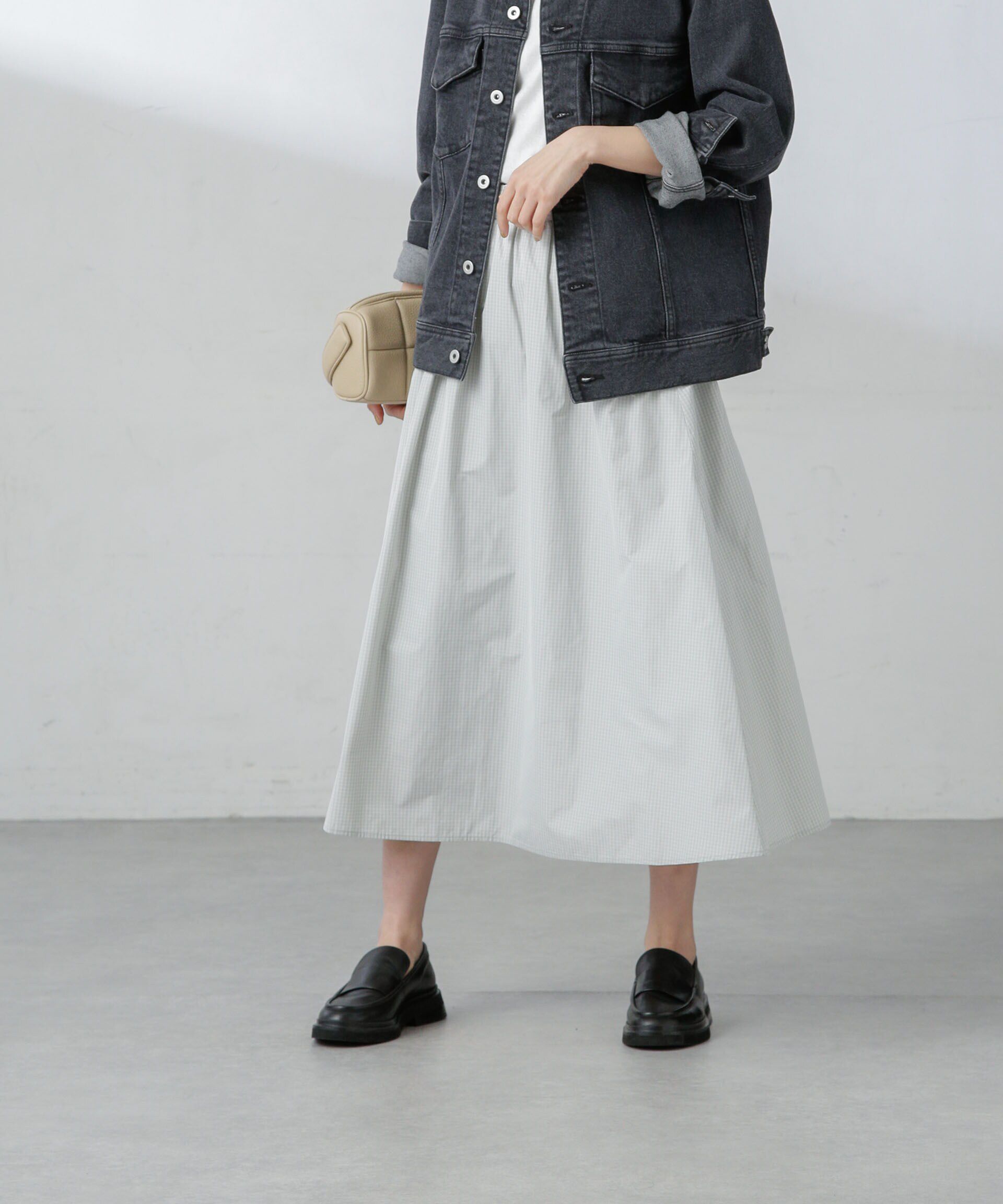 nano･universe「ギャザーボリュームチェックスカート」|スカート|