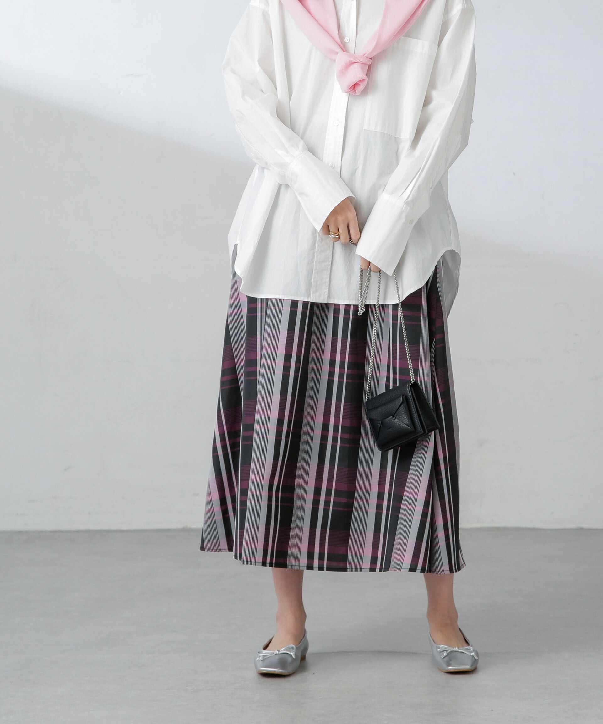 nano･universe「ギャザーボリュームチェックスカート」|スカート|