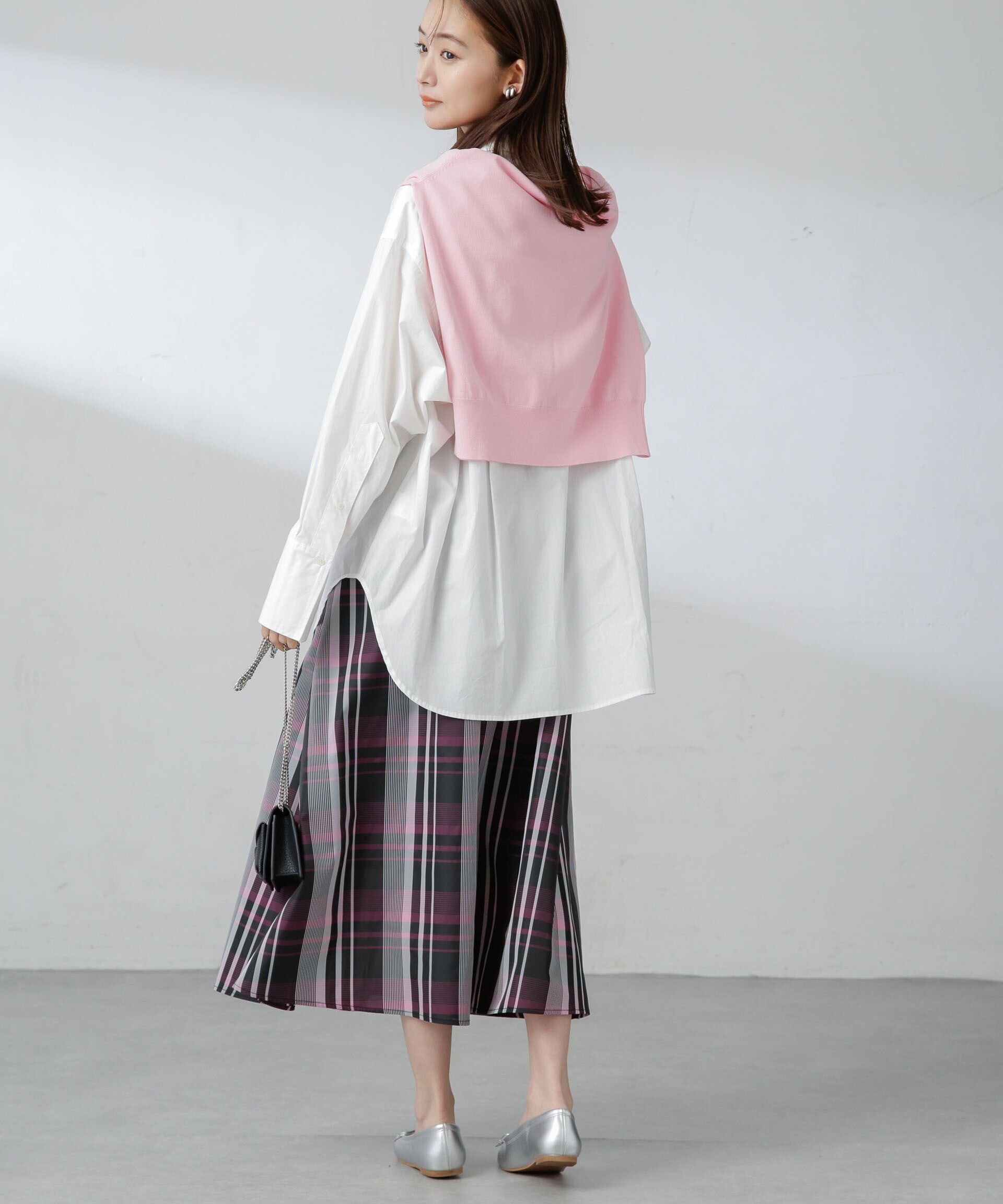 nano･universe「ギャザーボリュームチェックスカート」|スカート|