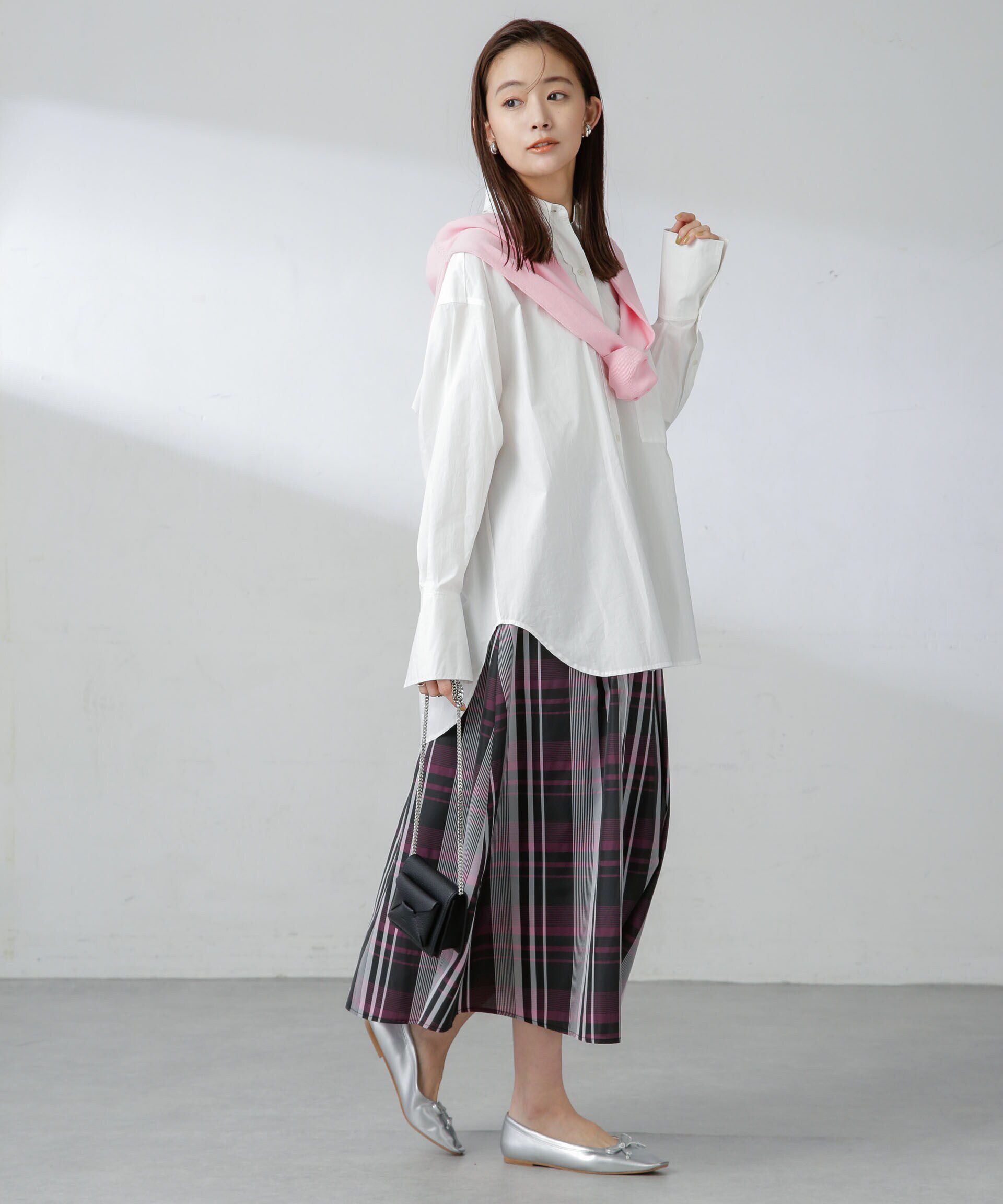 nano･universe「ギャザーボリュームチェックスカート」|スカート|