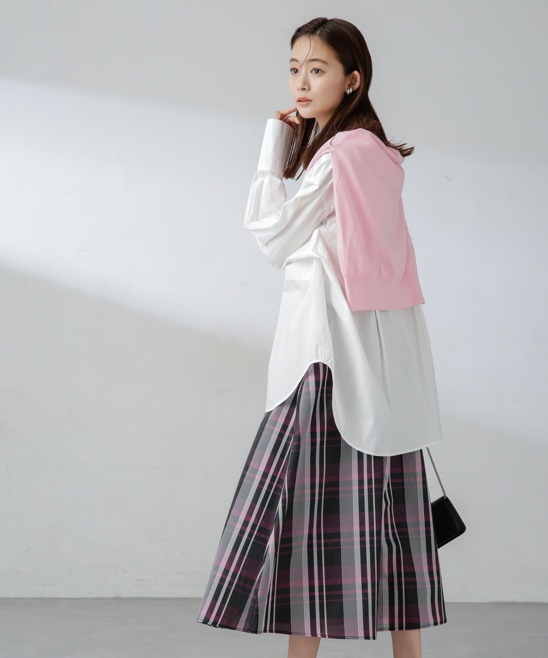 nano･universe「ギャザーボリュームチェックスカート」|スカート|