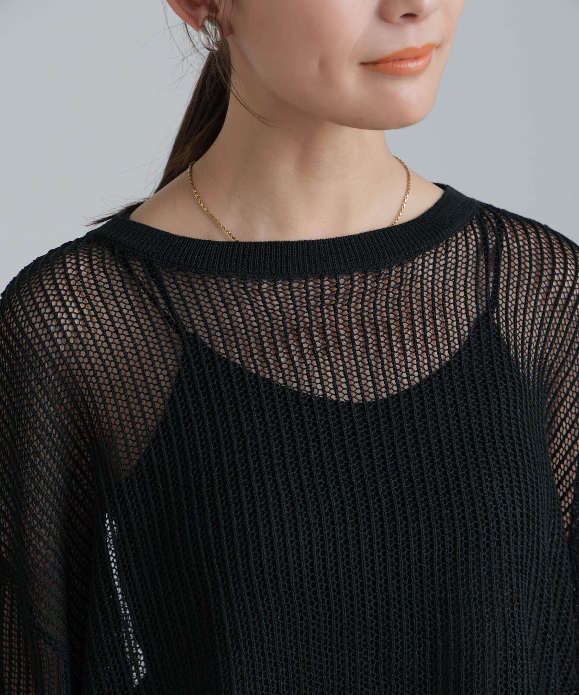 nano･universe「クロップドメッシュニットトップス」|ニット・セーター|