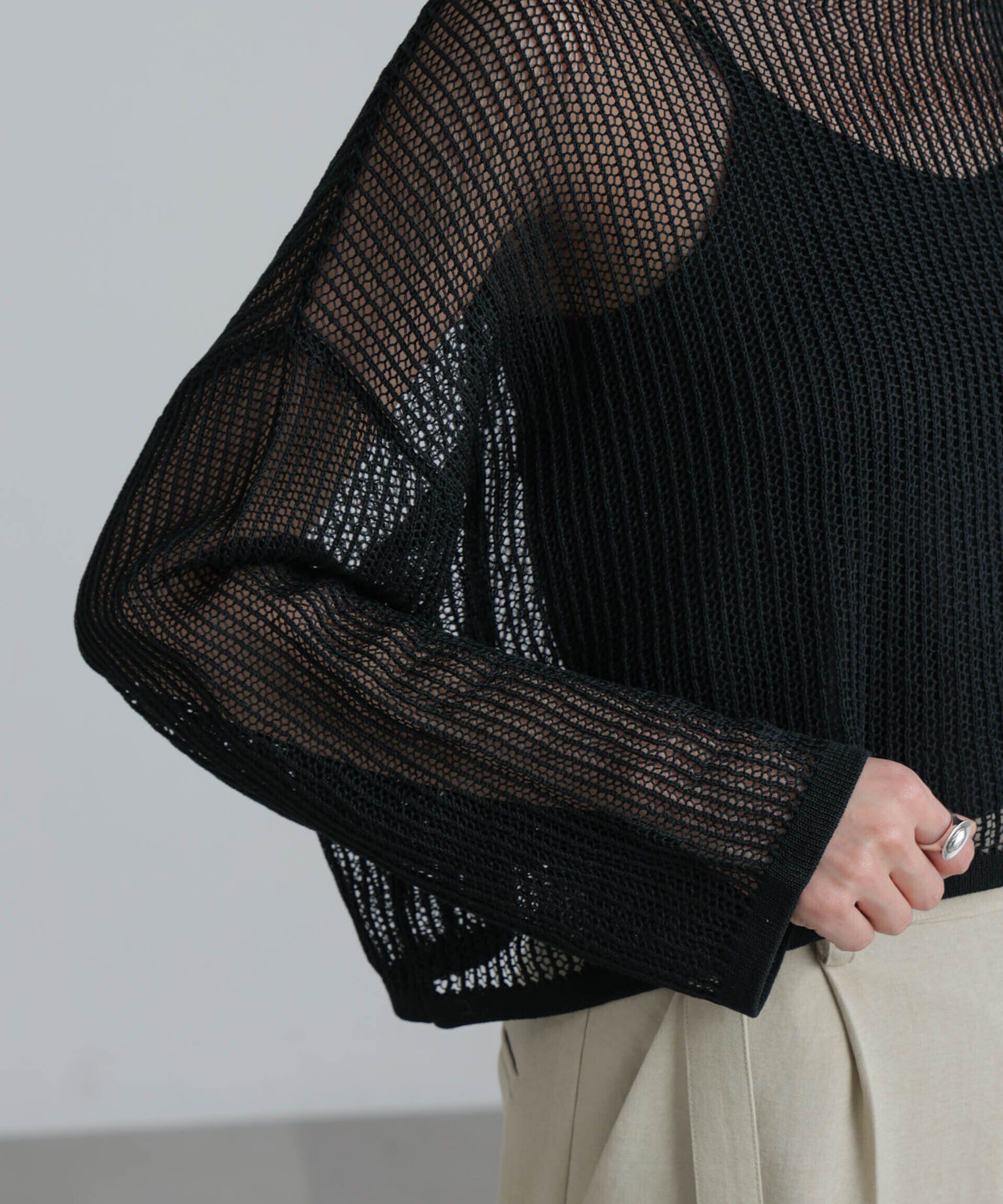 nano･universe「クロップドメッシュニットトップス」|ニット・セーター|