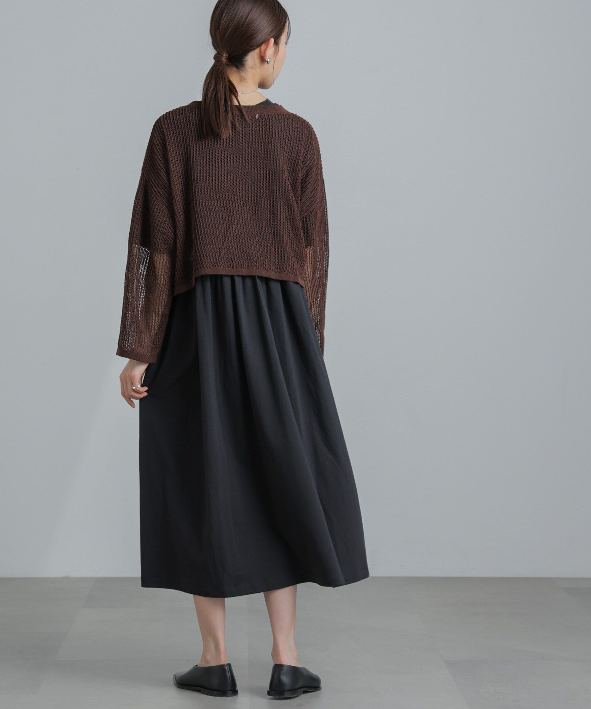 nano･universe「クロップドメッシュニットトップス」|ニット・セーター|